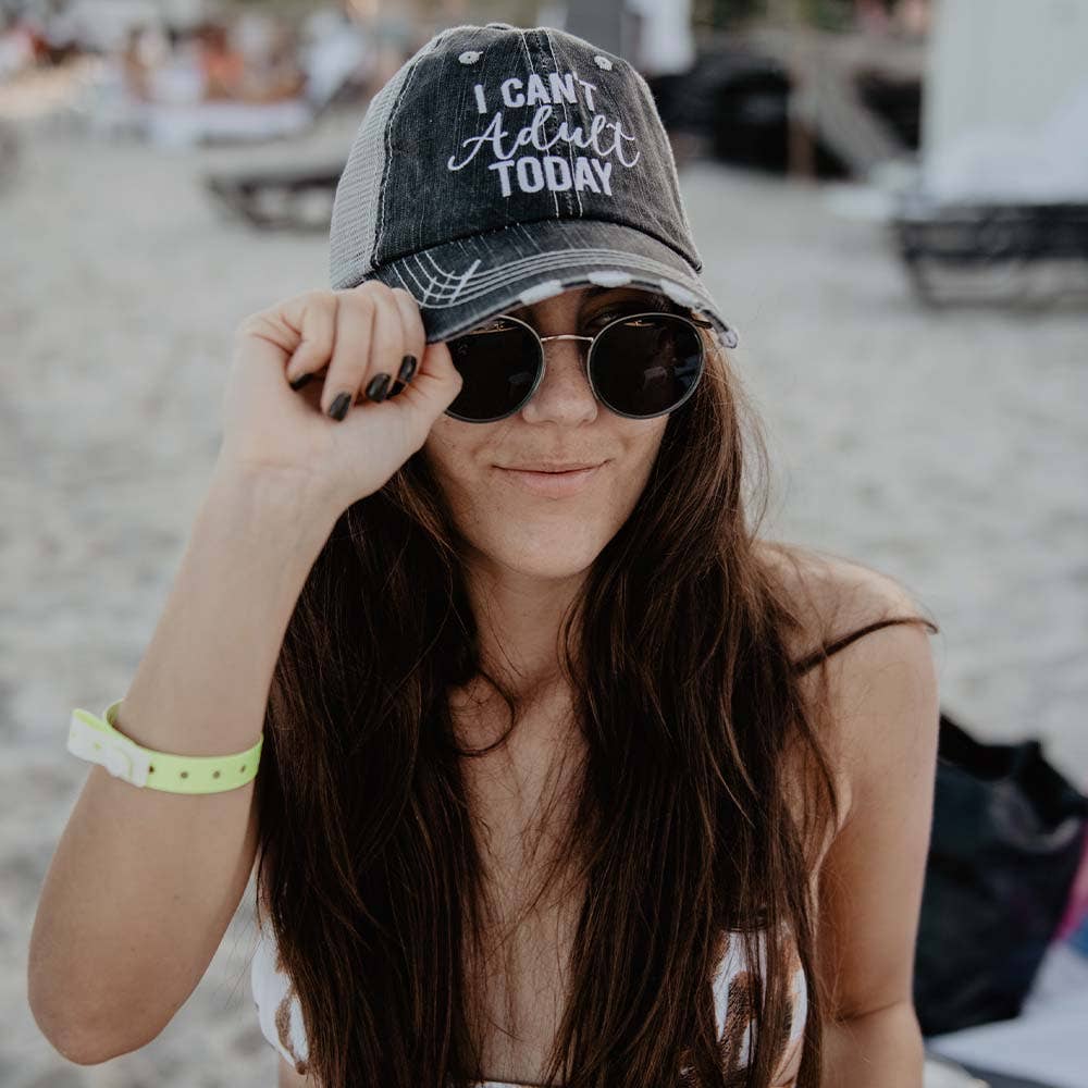 "I Can't Adult Today" Trucker Hat for Women in Gray