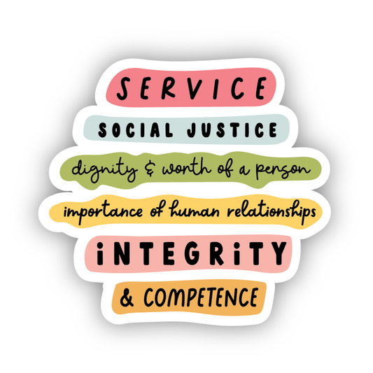 Social Work Values Vinyl Sticker