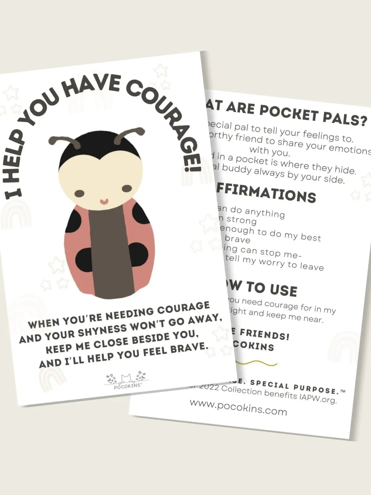 Lexi the Ladybug: I Help You With Courage / Handmade Pocket Pal with Affirmation Card