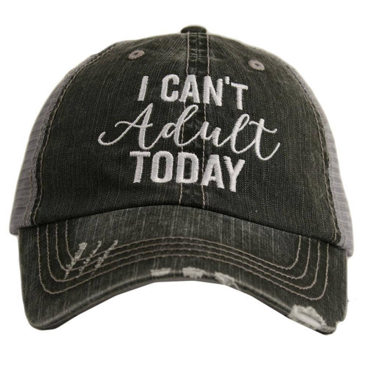 "I Can't Adult Today" Trucker Hat for Women in Gray