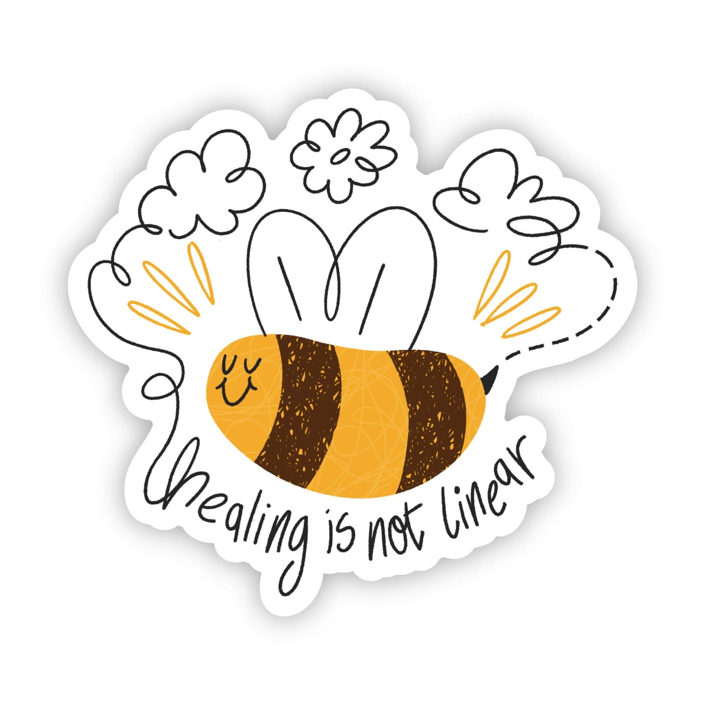 "Healing is not linear" Bee Sticker By Big Moods