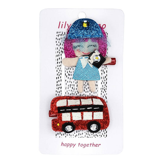 London Bus Hair Clips- Red and Blue