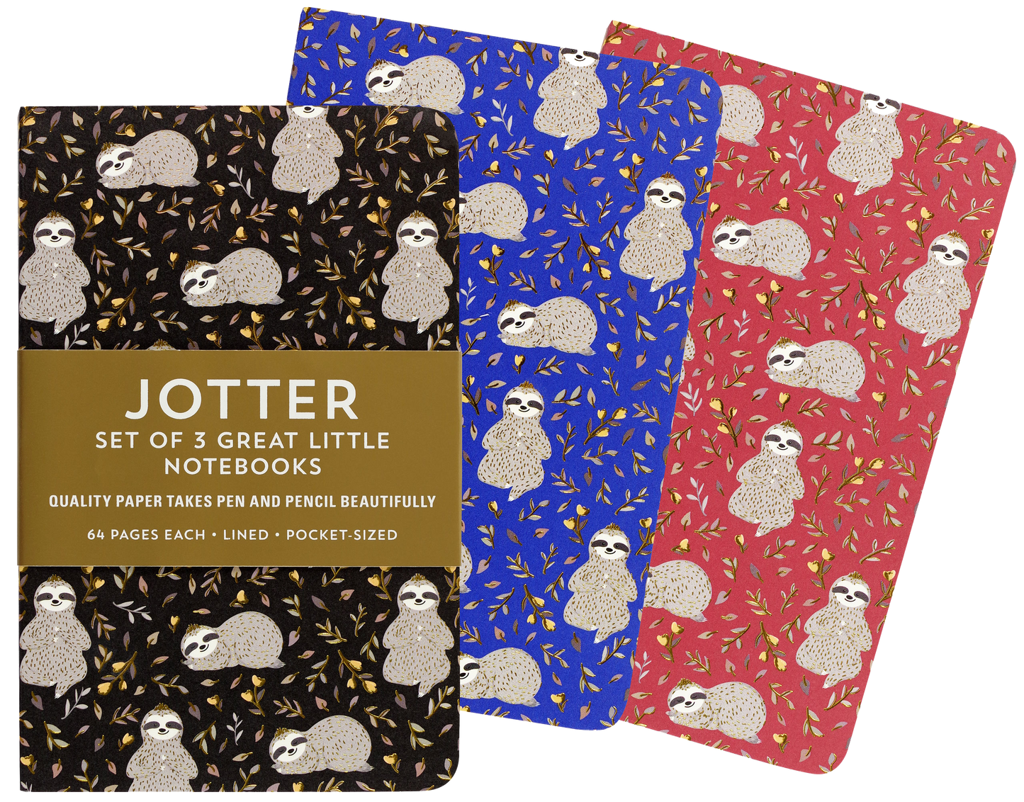 Set of 3 Sloth Jotter Notebooks