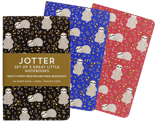 Set of 3 Sloth Jotter Notebooks