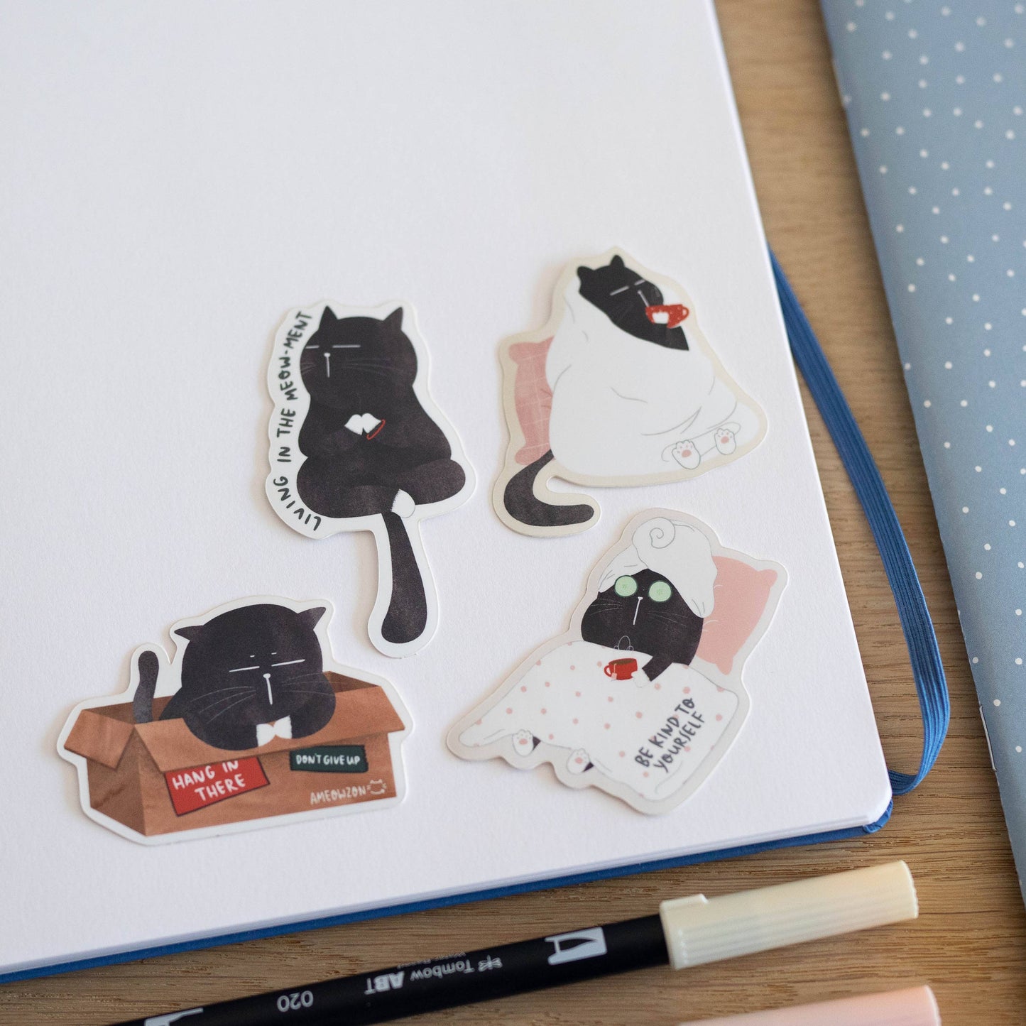 "Self Care is Health Care" Black Cat Sticker Pack