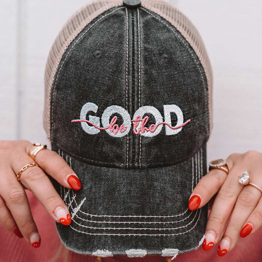 "Be The Good" Trucker Hat for Women in Black
