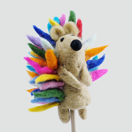 Magic Meadow Collection:  Rainbow Hedgehog Felt Finger Puppet
