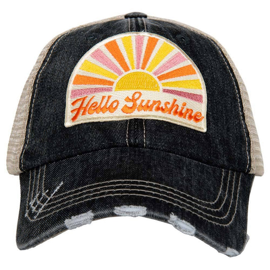 "Hello Sunshine" Trucker Hat for Women in Black