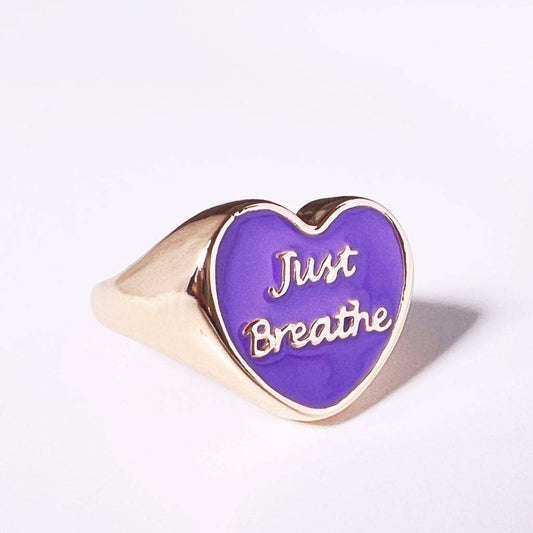 Intention Ring "Just Breathe" in Purple