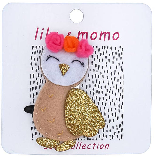 Solo Rose Owl Hair Clip- Cream and Rose
