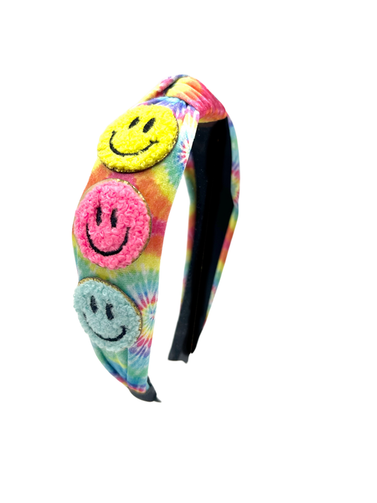 Varsity Tie Dye Smiley Knot Headband